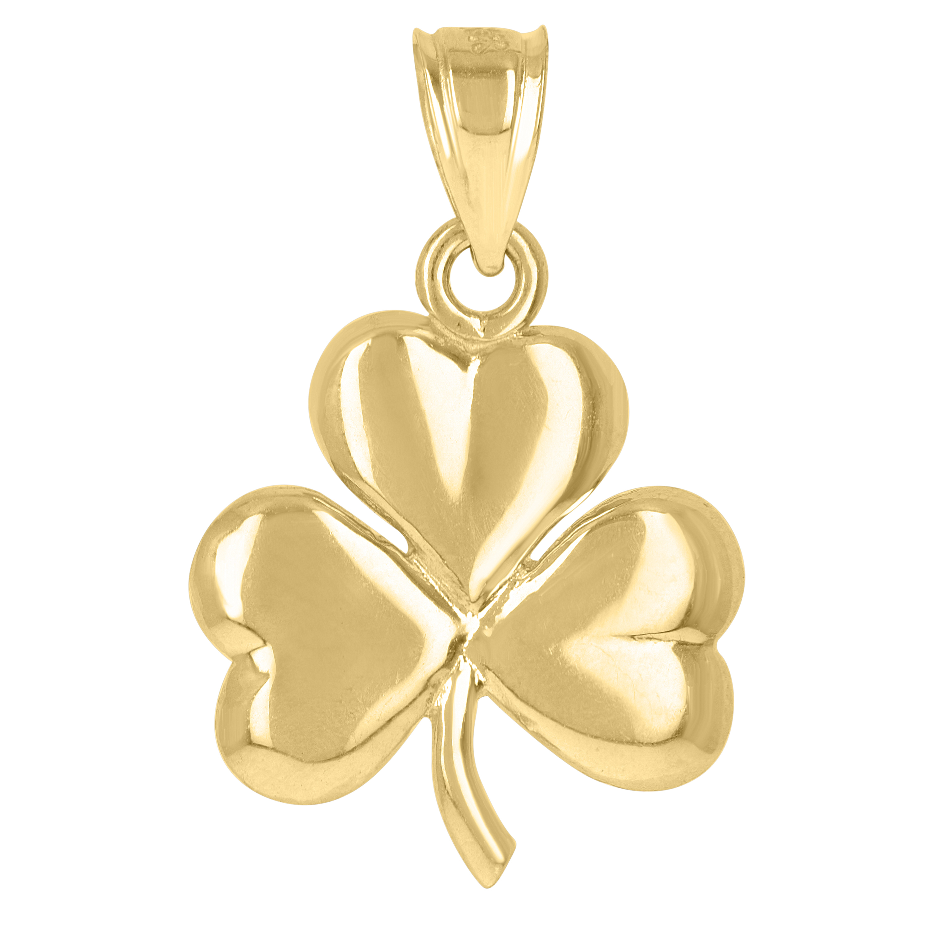 10kt 10k Yellow Gold Unisex Clover Leaf Luck Charm Pendant